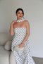 Shawl Detailed Strapless Neckline Maxi Long Polka Dot Dress - 5