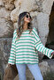 Green-Ecru Standard Size Loose Knitwear - 3