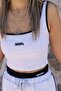 Gray text Printed push up tank top