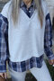 Gray plaid shirt two-piece set - 4