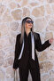Coffee judge collar sleeve folded buttoned jacket suit - 4