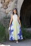 Yellow Neck Tie Back Low-Cut Linen Dress