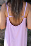 Lilac Strap V Neck Satin Back Elastic Dress - 4