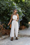 Beige One-Shoulder Trouser Suit - 4
