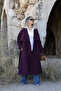 Burgundy Standard Size Polyviscose Trench Coat - 2