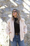 Ecru standard size lined plush jacket with fur collar - 2