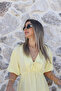 Yellow Balloon Sleeve Muslin Dress - 2