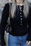 Black Standard Size Wool Buttoned Knitwear Sweater - 3