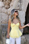 Yellow Underwire Tie-Up Strap Blouse - 2