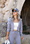 Gray hooded stitch detailed spanish pant suit - 2