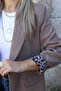 Camel Leopard Lined Shawl Collar Blazer - 3