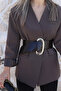 Brown Standard Size Thick Belt Piece Blazer - 2