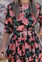 Black floral print belted maxi dress - 5