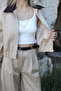 Beige Brown Collar Detail Short Premium Jacket - 3
