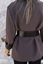 Brown Standard Size Thick Belt Piece Blazer - 3