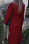 Claret Red Lined Cashmere Coat - 6