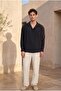 Sartre Apaş Yaka Tek Pocketed Slim m Modal Fabric O Oversized Long Sleeve Summer Shirt - Black - 3