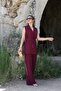 Burgundy Top Standard Vest Pants Suit