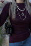 Burgundy boat neck side slit detail blouse - 3