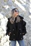 Black Standard Size Collar Fur Detailed Cashmere Jacket