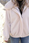 Ecru standard size lined plush jacket with fur collar - 3