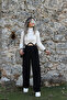 Cream Black Detailed Turtleneck Sweater - 4