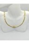 Stone Detailed Gold Bamboo Chain Necklace (40+5 cm)