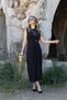 Black Orjin Zero Sleeve Draped Buckle Dress