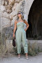 Khaki Strapless Zipper Detail Jumpsuit - 2