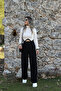 Cream Black Detailed Turtleneck Sweater - 2
