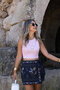 Pink Halter Neck Ribbed Crop - 3