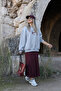 Gray Printed Back Zipper Detail Sweatshirt - 2