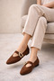 Women's Brown Suede Heart Buckled Ballet Flats Casual Stylish Mary Janes Ballet Flats - 6