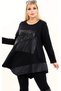 Crew Neck Tunic with Sequins and Leather Detail on the Front, Printed Slits, Large Size, Special Design Tunic - 5