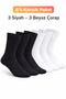 Pack of 6, 3 Black and 3 White Unisex Socks, Medium Size Tenisci Socks