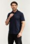 Ss Supima Chest Emb Men's Polo Neck T-Shirt Navy Blue - 2