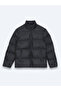 Black Regular Fit Stand Collar Casual Woven Coat - 6