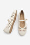 Women's Hand-Knitted Strappy Mary Jane Daily Ballet Flats Olisa Ecru - 8