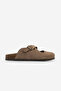 Women's Genuine Leather Closed Front Eva Sole Cross-Strapped Daily Suede Sabo Slippers Menifa Camel Suede - 3
