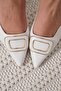 Women's White Heeled Shoes Tr12Ms07B - 4