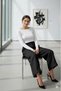 Women's White Slim Fit Long Sleeve Boat Neck Blouse