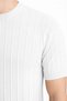 Men's Slim Fit Ribbed Knit T-Shirt Summer Crew Neck Stylish Casual T-Shirt - 2