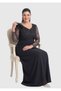 Plus Size Black Colored Long Evening Dress - 4