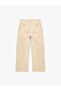 High Waist Cotton Wide Short Leg Pants with Pocket Detail - Culotte Jeans - 5