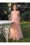 Beli Stone Feathered Evening Dress for Ages 6-14 - Powder for Ages 10-11