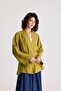 Oil Green Tencel Fabric Premium Double-Breasted Closure Women's Kimono 31073 - 6