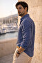Bien Cotton Linen Men's Shirt - Navy Blue - 5