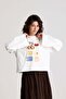 Women's Ecru Wide Sleeve Oversize Printed T-Shirt 31100 - 2