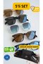Set of 5 Transparent Brown-Grey -Orange -Black-Rose Sunglasses Lorraine