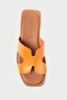 Genuine Leather Mbgvn656Orj Women's Orange Flat Slippers - 3